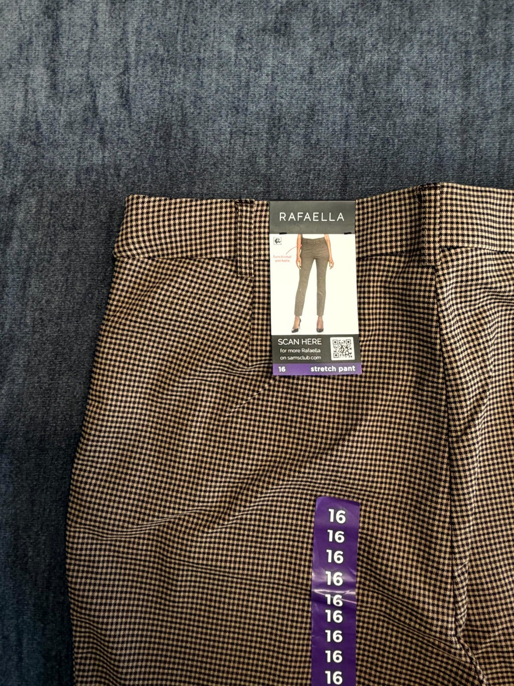 NWT Rafaella Houndstooth Pattern Stretch Pants Women's 16 Rich Khaki City Preppy