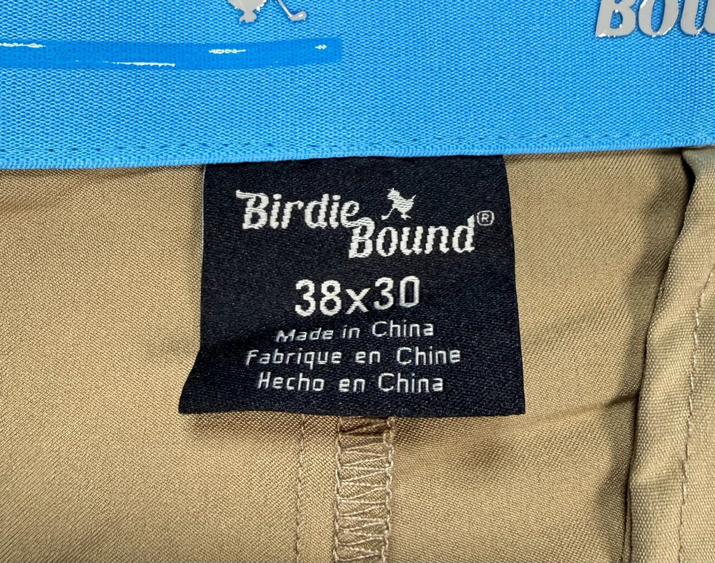 Birdie Bound Regular Fit Golf Pants Men's 38x30 Beige Performance Straight Leg