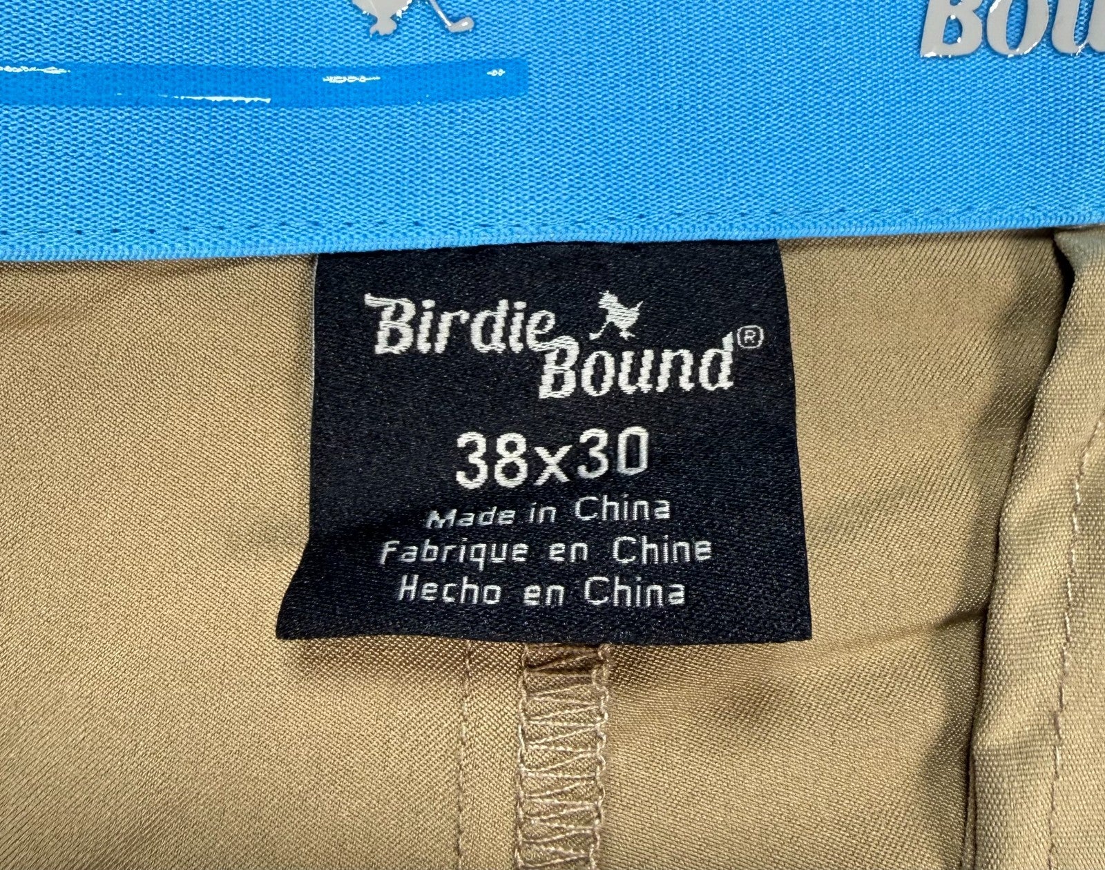 Birdie Bound Regular Fit Golf Pants Men's 38x30 Beige Performance Straight Leg