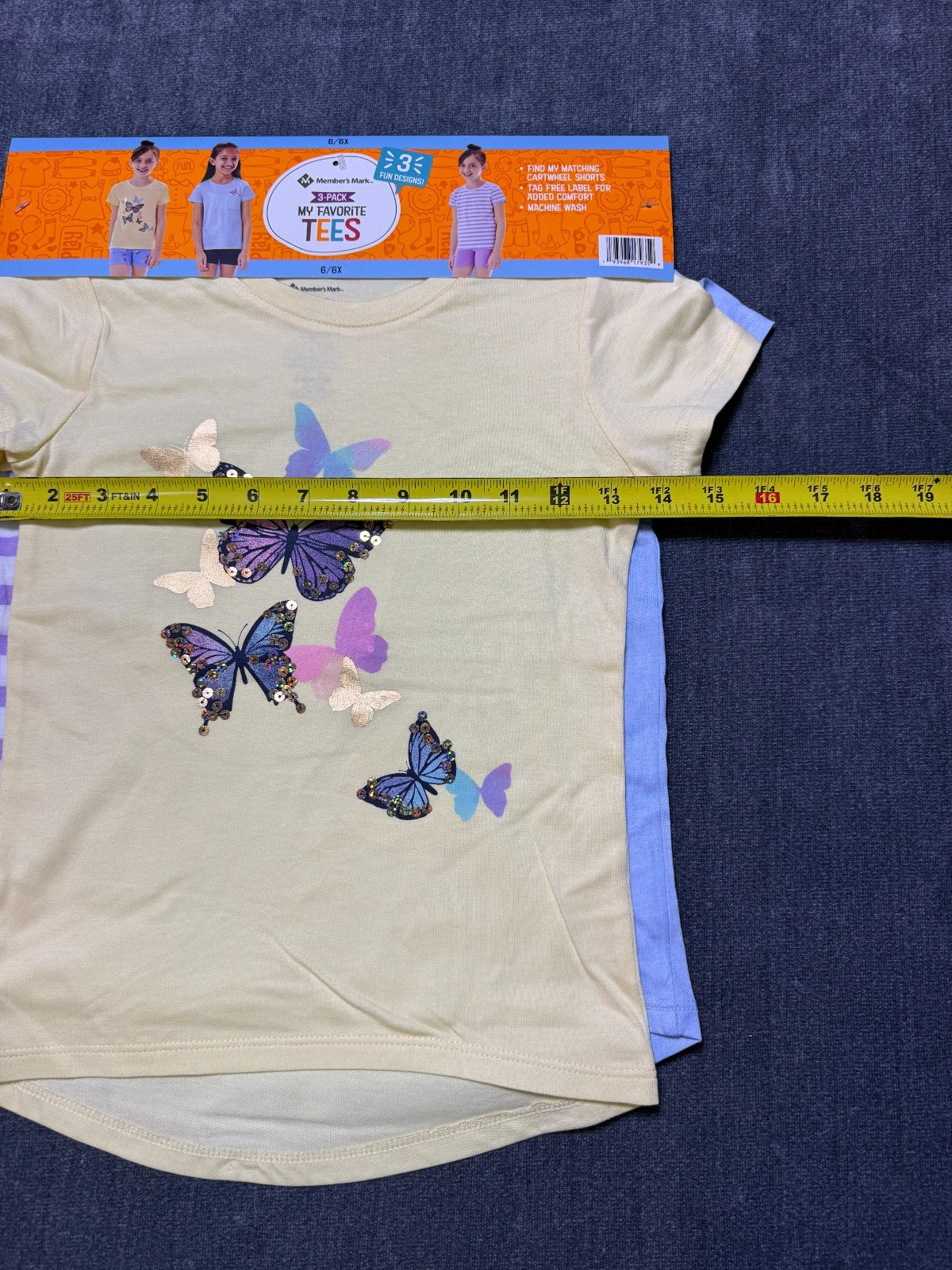 NWT Member's Mark My Favorite T-Shirts Girls 6/5X Multi Short Sleeve - Lot of 3
