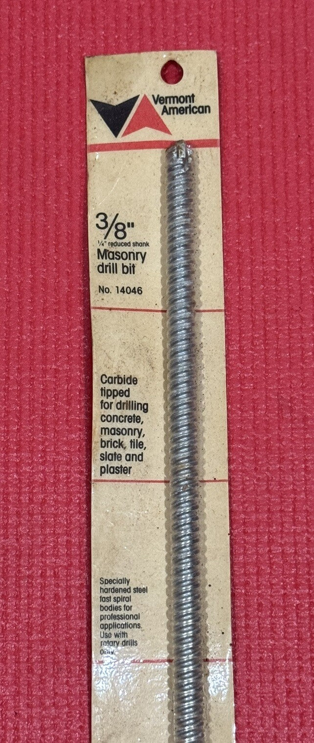 Vermont American No 14046 USA 3/8” x 13” Carbide Tipped Masonry Drill Bit NEW