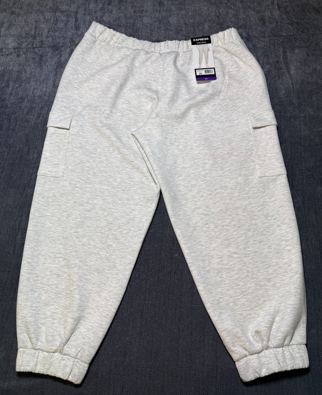 NWT Express Cargo Joggers Women's 2XL Light Gray Relaxed Fit Comfort Sporty