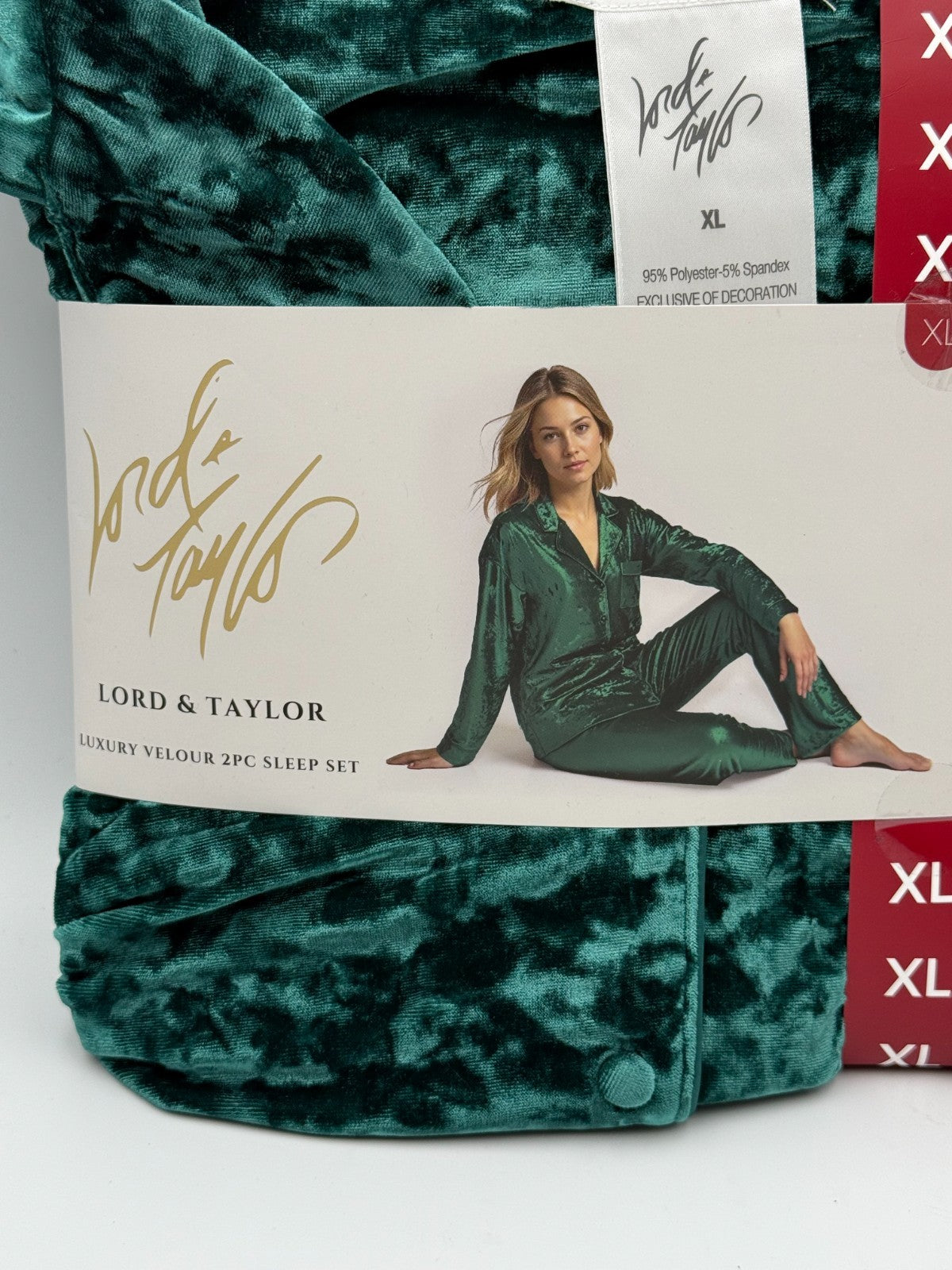 NWT Lord & Taylor 2-Piece Velour Pajama Set Womens X-Large Emerald Green Comfort