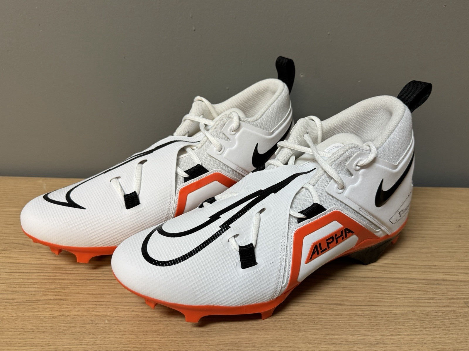 NEW Nike Alpha Menace Football Cleats MEN'S SIZE 13 White | Orange | Black