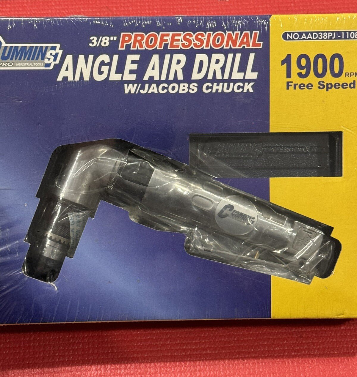 Vintage Cummins Tools NEW 3/8"Professional Angle Air Drill w/Jacobs Chuck OG Box