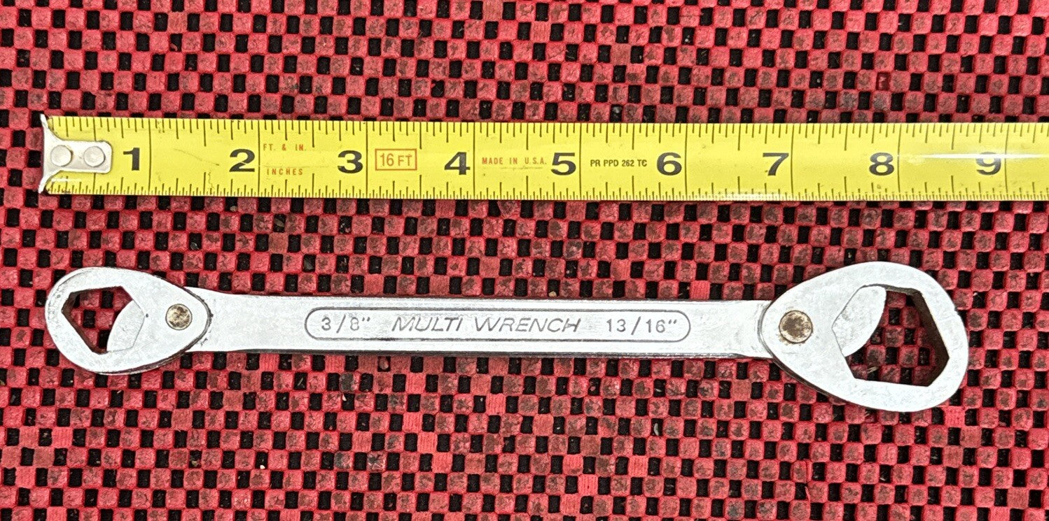 Vintage Heavy Duty CHROME VANADIUM 3/8-13/16 MULTI WRENCH 15-22mm 9-14mm   N3