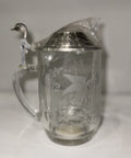 DUCKS NEW GLASS BEER STEIN ETCHED DUCKS FOREST SCENE PEWTER LID ALWE GERMANY