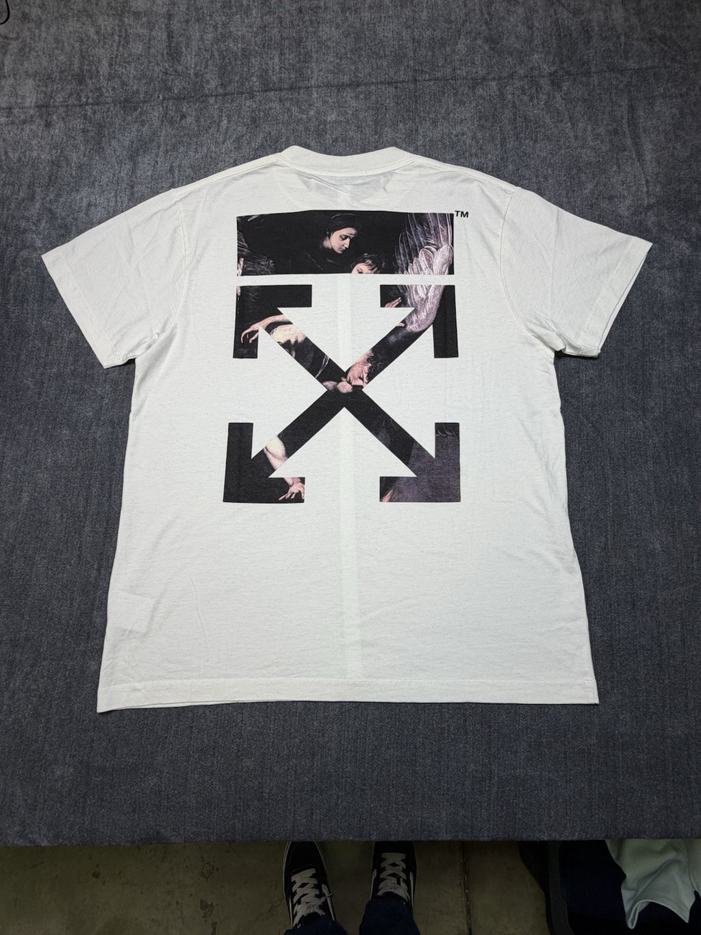 Off-White White Printed Cotton Crew Neck Oversized- XXS TShirt