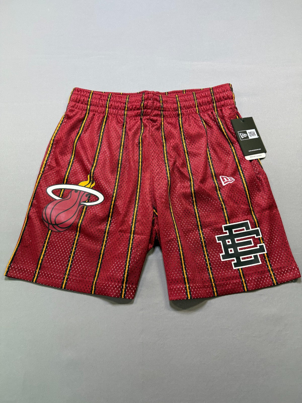 New Era X NBA Eric Emanuel Miami Heat Men’s Shorts Large Red Striped Basketball
