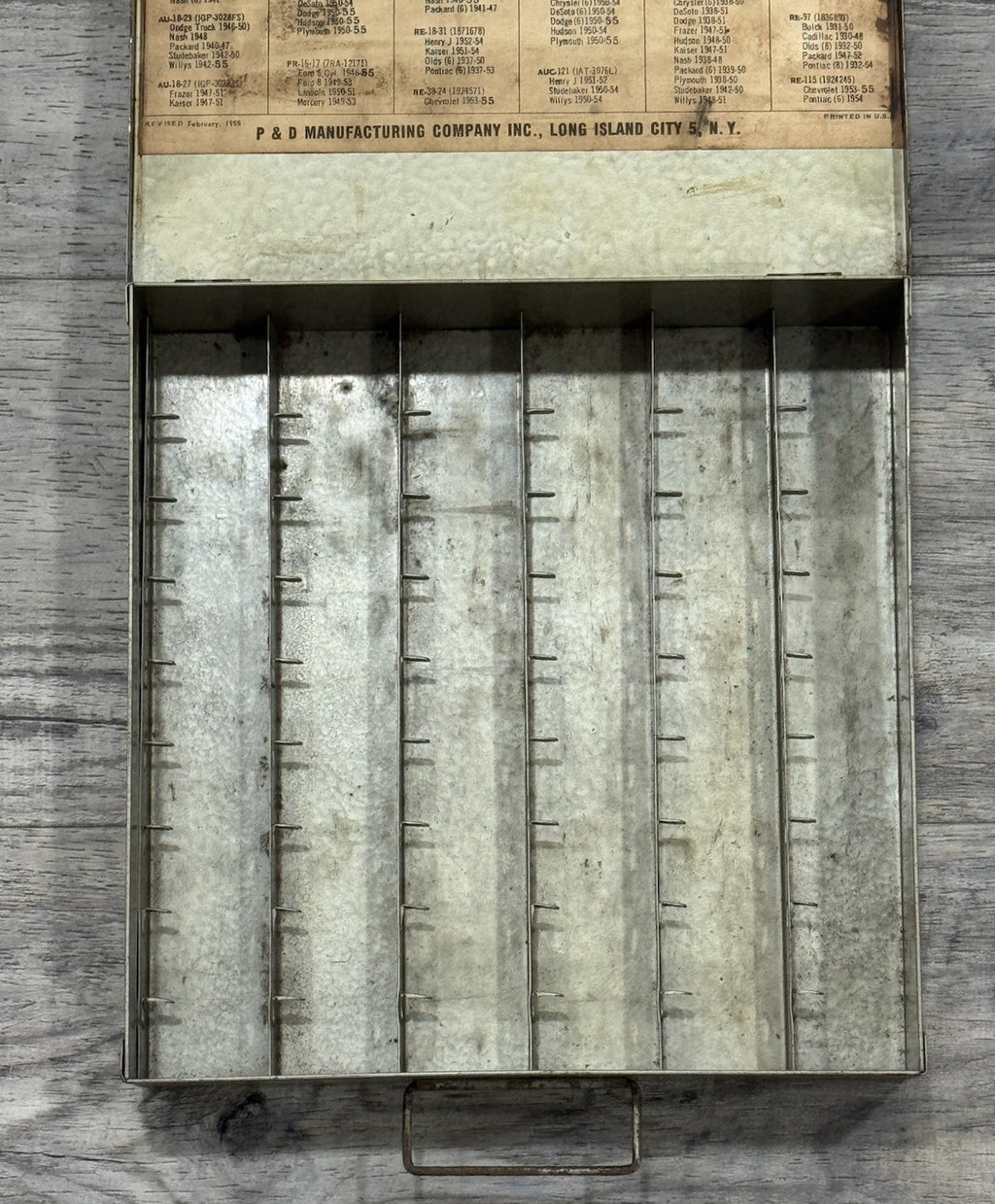 Vintage 1955 P&D Genuine Ignition Parts Box Metal Advertising Storage Case USA
