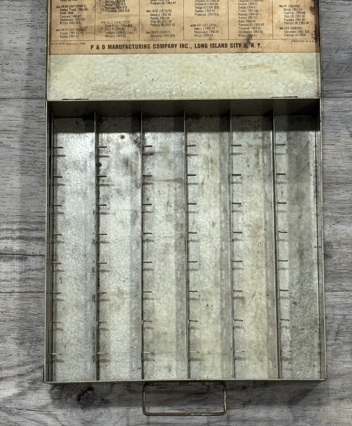 Vintage 1955 P&D Genuine Ignition Parts Box Metal Advertising Storage Case USA
