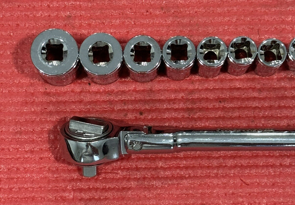 Pittsburgh Pro New 11pc Set 1/4” Drive Stubby Flex Ratchet & SAE Sockets 6pt Set