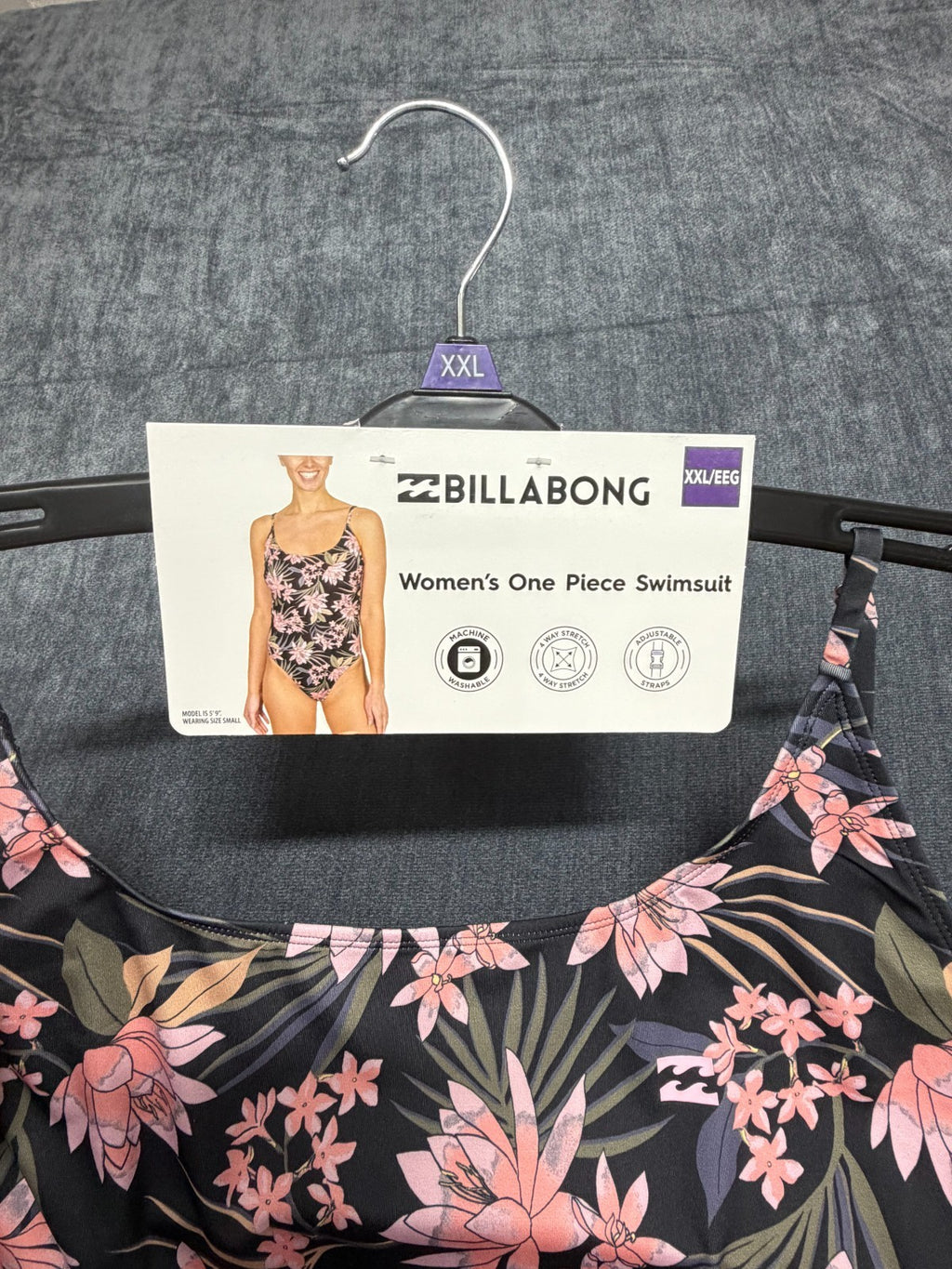 NWT Billabong One-Piece Swimsuit Women 2XL Tropical Floral Print Spaghetti Strap