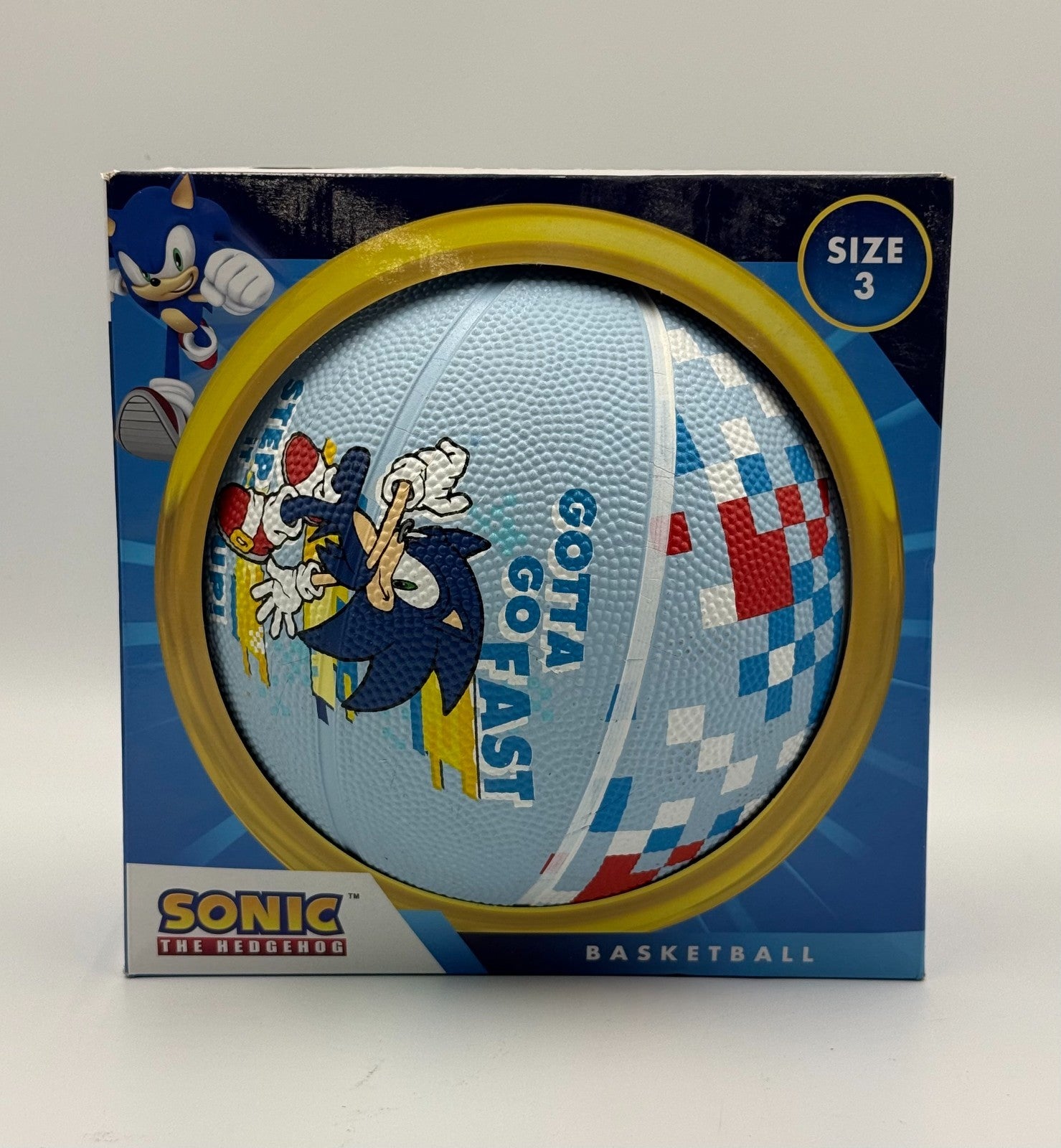 New Sonic the Hedgehog Kids Basketball Gotta Go Fast Blue Sega Outdoor - Size 3