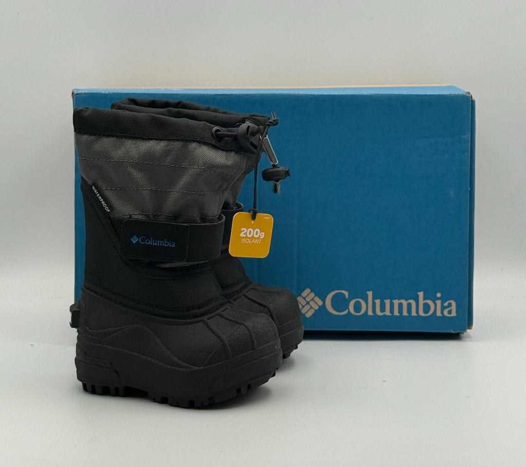 Columbia Powderbug Plus II Waterproof Snow Boots Toddler 4 Black Hook & Loop
