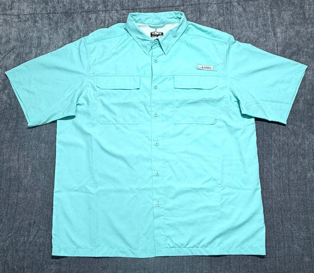 Habit Fourche Mountain River Guide Fishing Shirt Men's X-Large Aqua Green