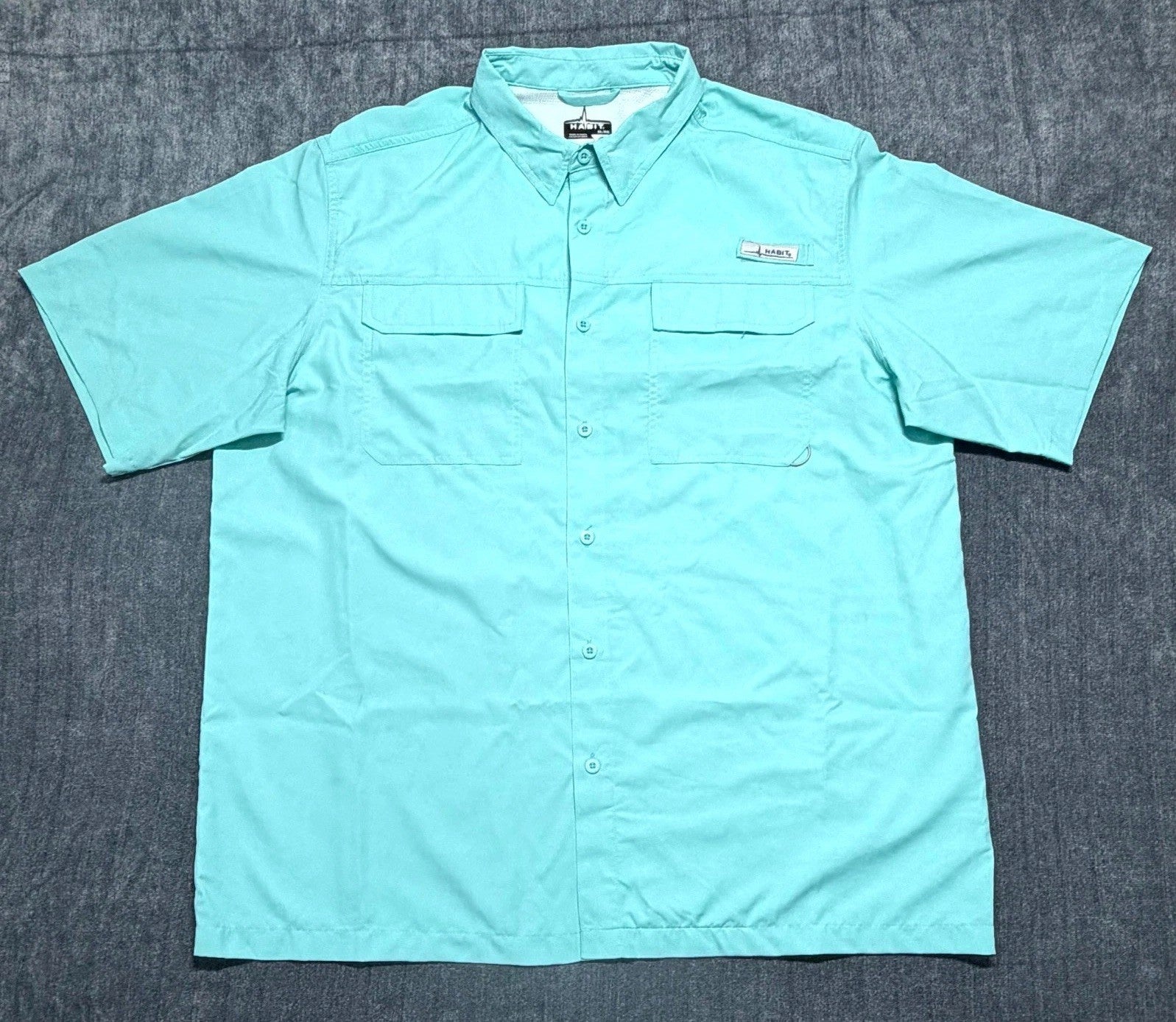 Habit Fourche Mountain River Guide Fishing Shirt Men's X-Large Aqua Green