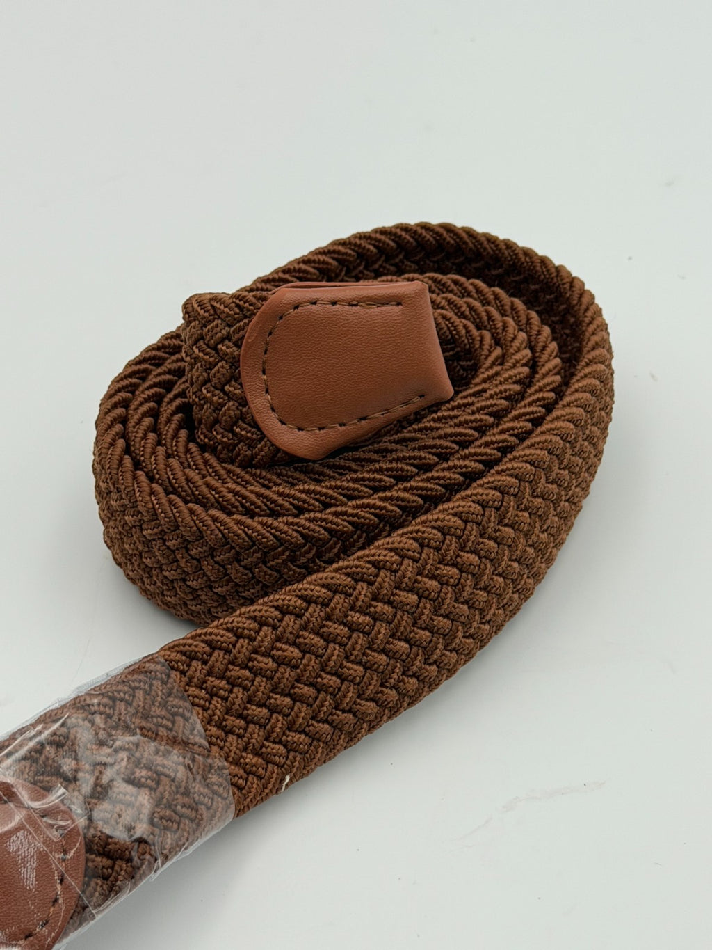 NWT Mugsy Stretch Belt Men's Brown Comfortable Elastic Woven Casual - One Size