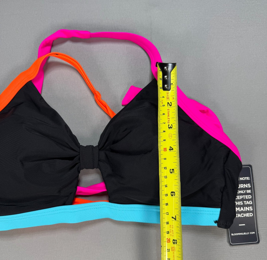 NWT B2prity 2 Piece Bikini Set Women’s Small Black Neon Summer Beach Swimsuit