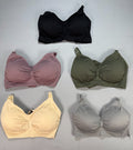 Pack of 5 Women's Seamless Ruched Front Comfortable Wireless Bras XL Multicolor