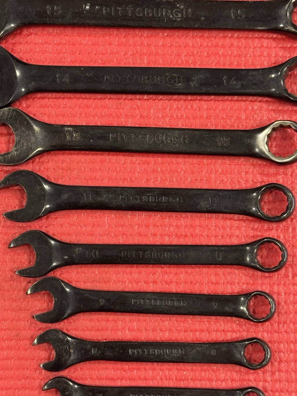 Vintage Pittsburgh 8 Pc Set Black Metric Combination Wrench Drop Forged 12 Point
