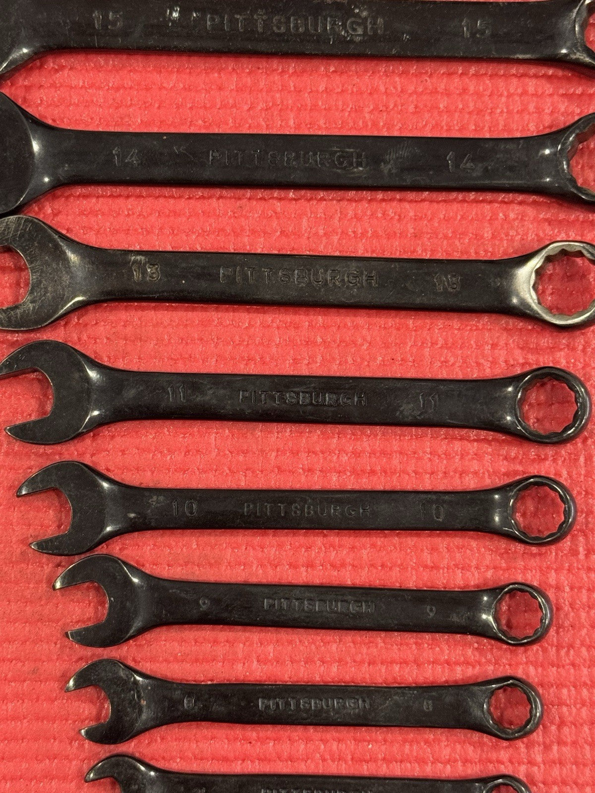 Vintage Pittsburgh 8 Pc Set Black Metric Combination Wrench Drop Forged 12 Point