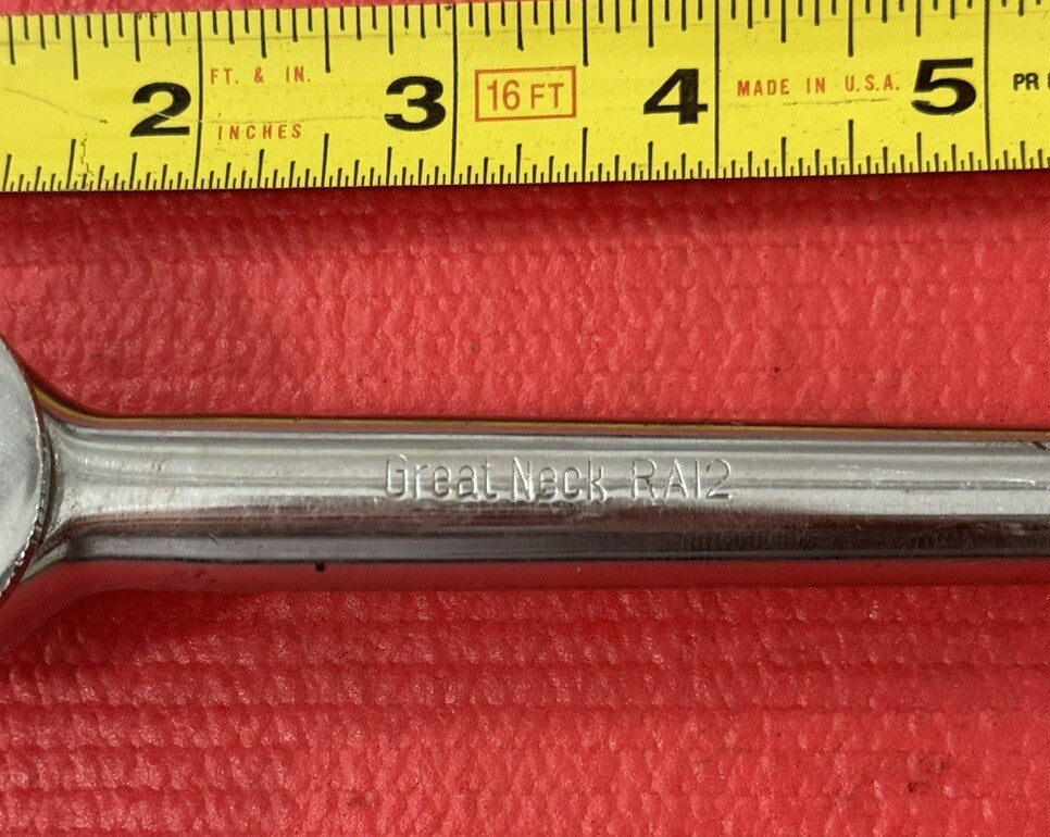 Vintage Great Neck RA12, 1/2" Drive Thumbwheel Ratchet 9.5" Long
