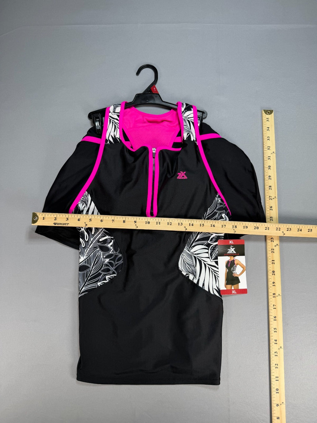 NWT ZeroXposur 2-Piece Scuba Tankini Swim Set Women XL Black Sleeveless Summer