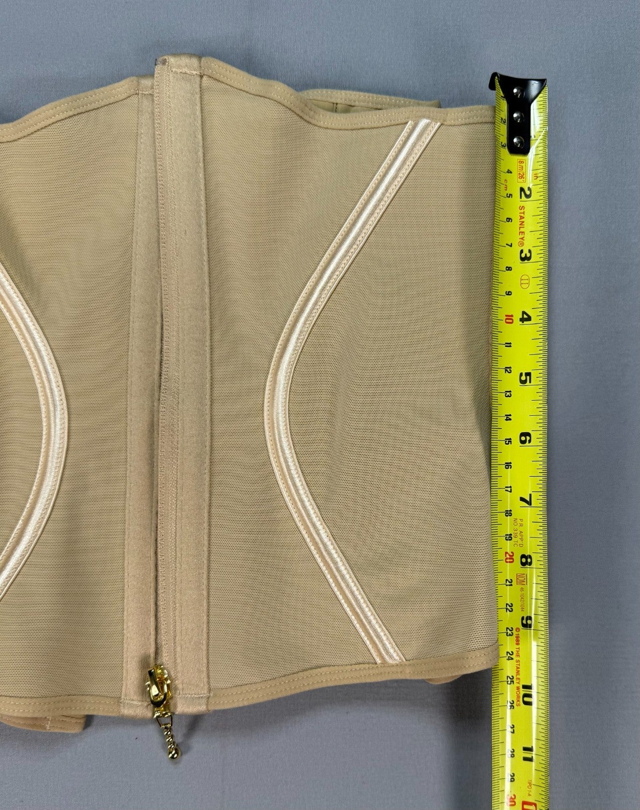 Womens Waist Trainer Corset Medium Beige Zipper Hook Tummy Control Body Shaper