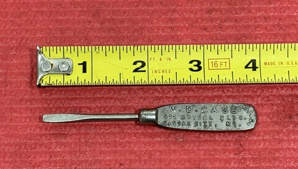 Antique Advertising WD CASE Metal Miniature Flat Screwdriver Kansas City MO RARE