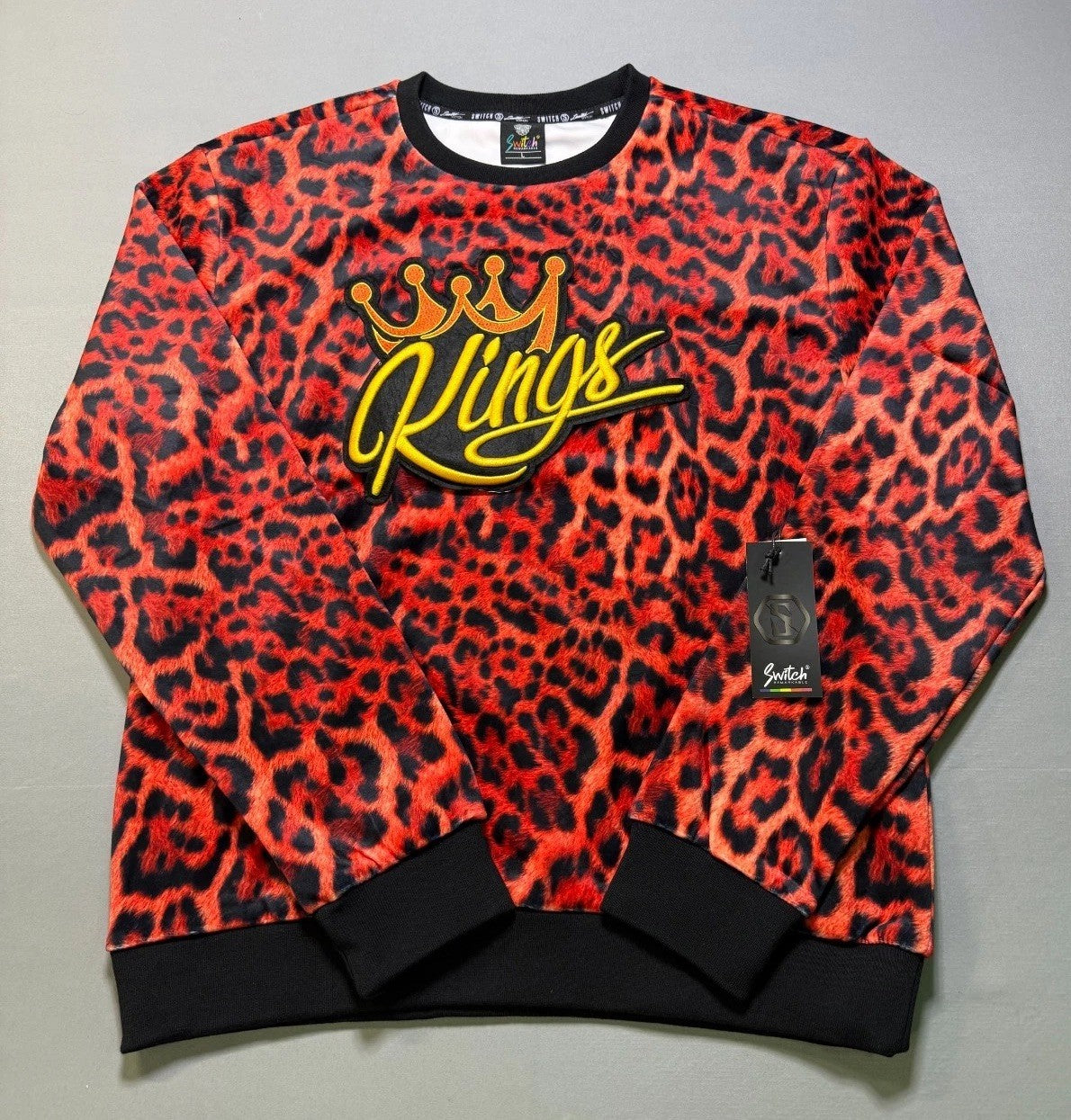 Switch Remarkable Kings Leopard Print Crew Neck Sweatshirt Women's Large Timber