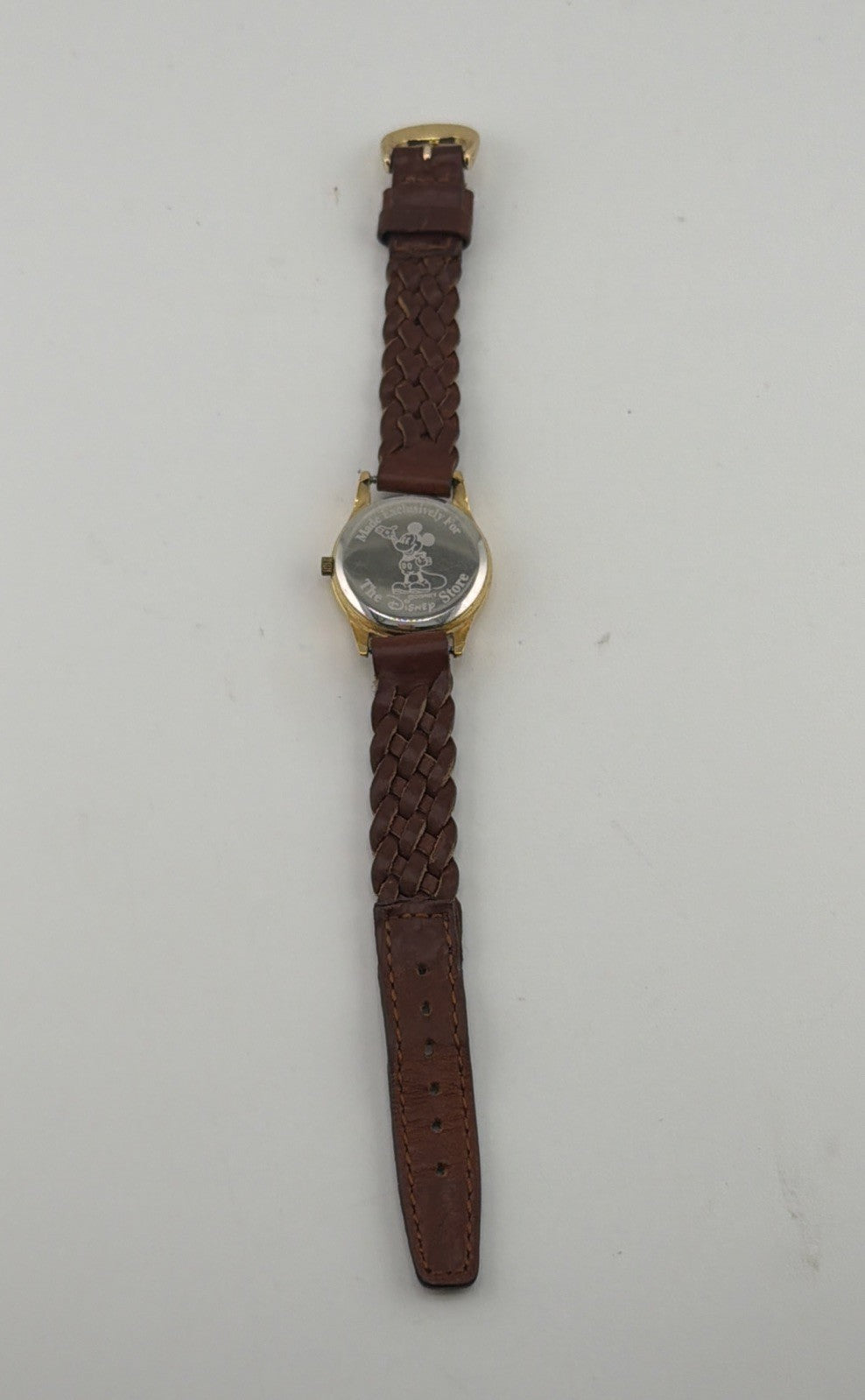 Disney Mickey Mouse Vintage Watch with Braided Brown Leather Strap Band