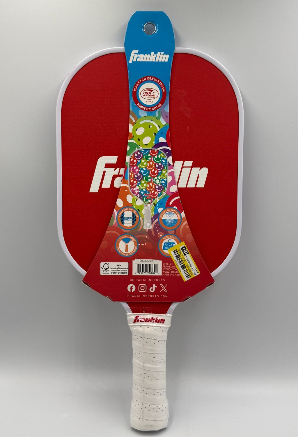 New Franklin Youth Pickleball Paddle Smiley Face Polymer Core Leo Chun Racquet