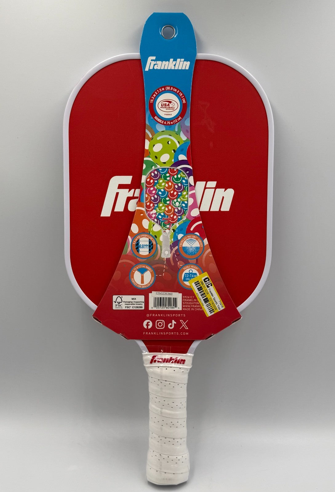 New Franklin Youth Pickleball Paddle Smiley Face Polymer Core Leo Chun Racquet