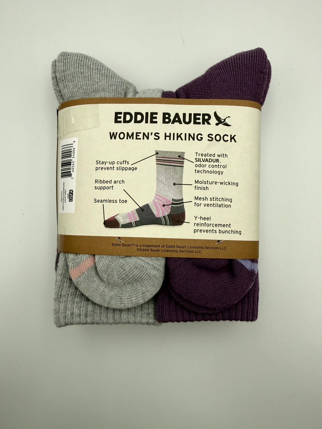 New Eddie Bauer Seamless Toe Hiking Socks Women's Shoes Size 5-10 - Pairs Of 4