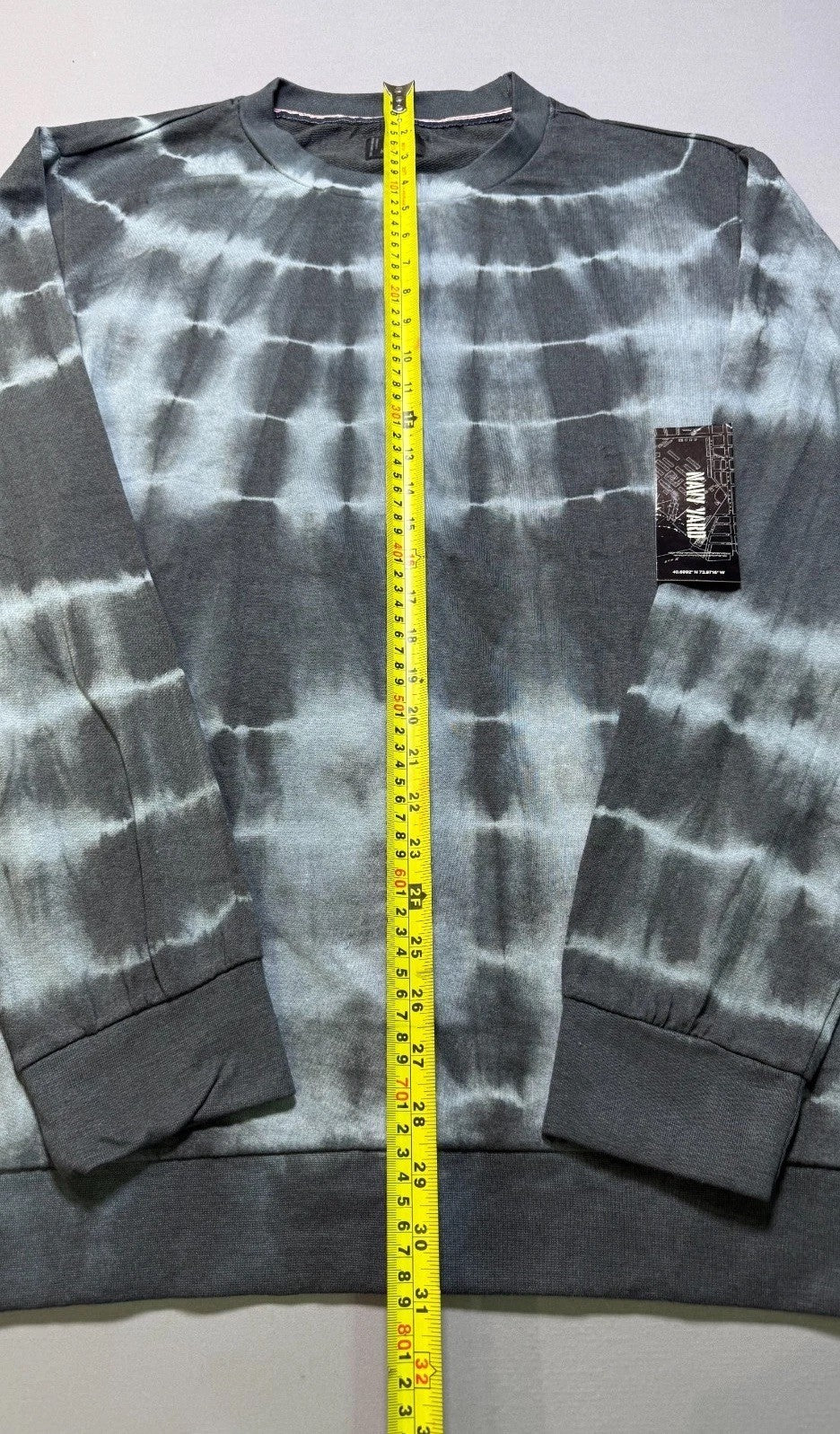 NWT Navy Yard Tie Dye Crew Neck Sweatshirt Men's X-Large Gray Black Long Sleeve