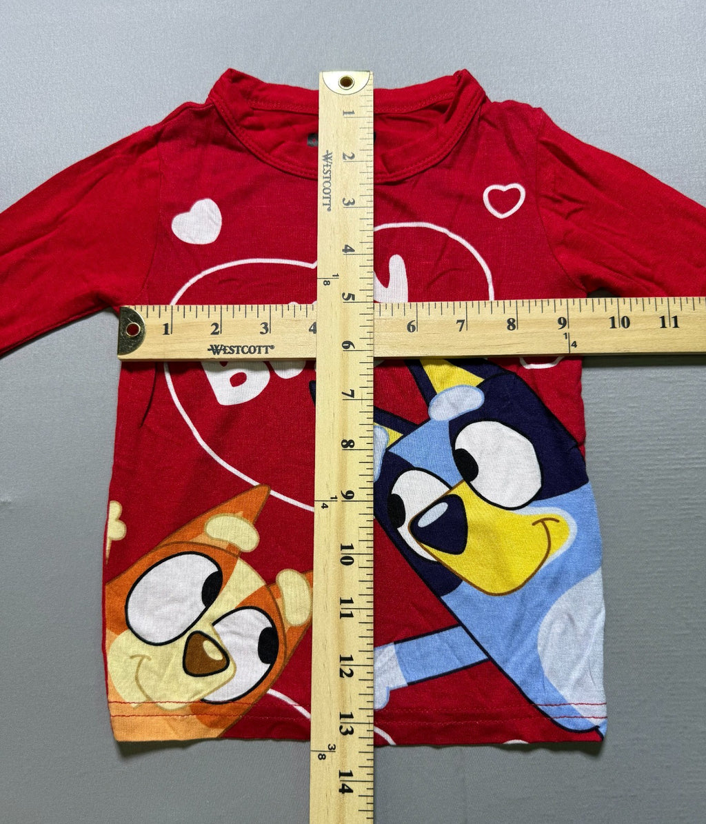 Bluey and Pretzel Character Valentines 2-Piece Pajama Set Toddlers 2T Red Comfy