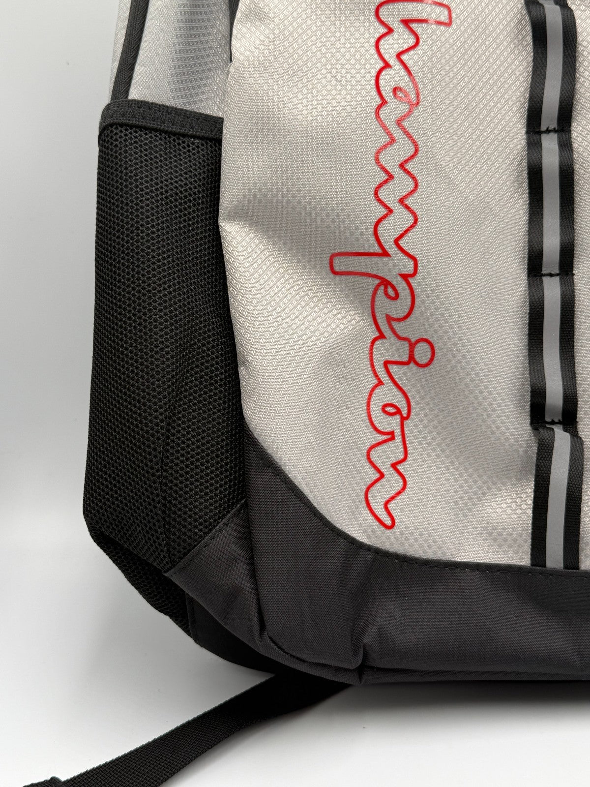 NWT Champion Center Backpack Gray Black Red Fits 17" Laptop School Travel Bag
