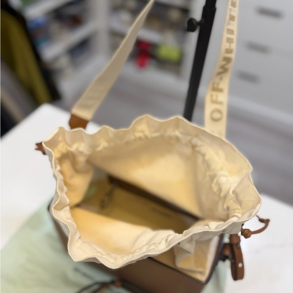 Off-White Brown Leather BOX Bag - Unique!
