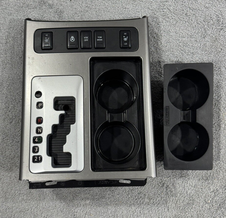 2008-2015 NISSAN ARMADA TITAN CENTER SHIFT SHIFTER TRIM BEZEL SILVER CUP HOLDER