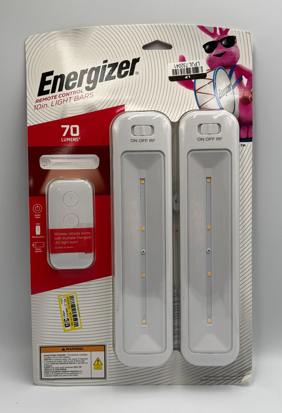 Energizer Remote Control Light Bars White 10” 70 Lumens LED Cabinet - Pack Of 2