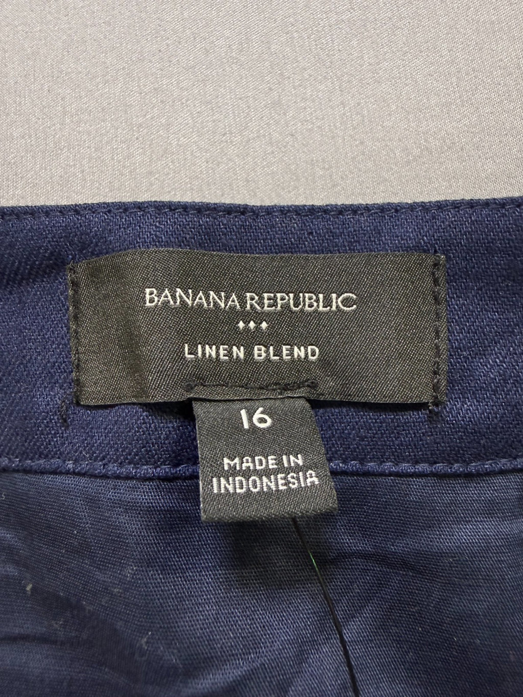 Banana Republic Button-Front Linen Blend A-Line Mini Skirt Women's 16 Navy Blue