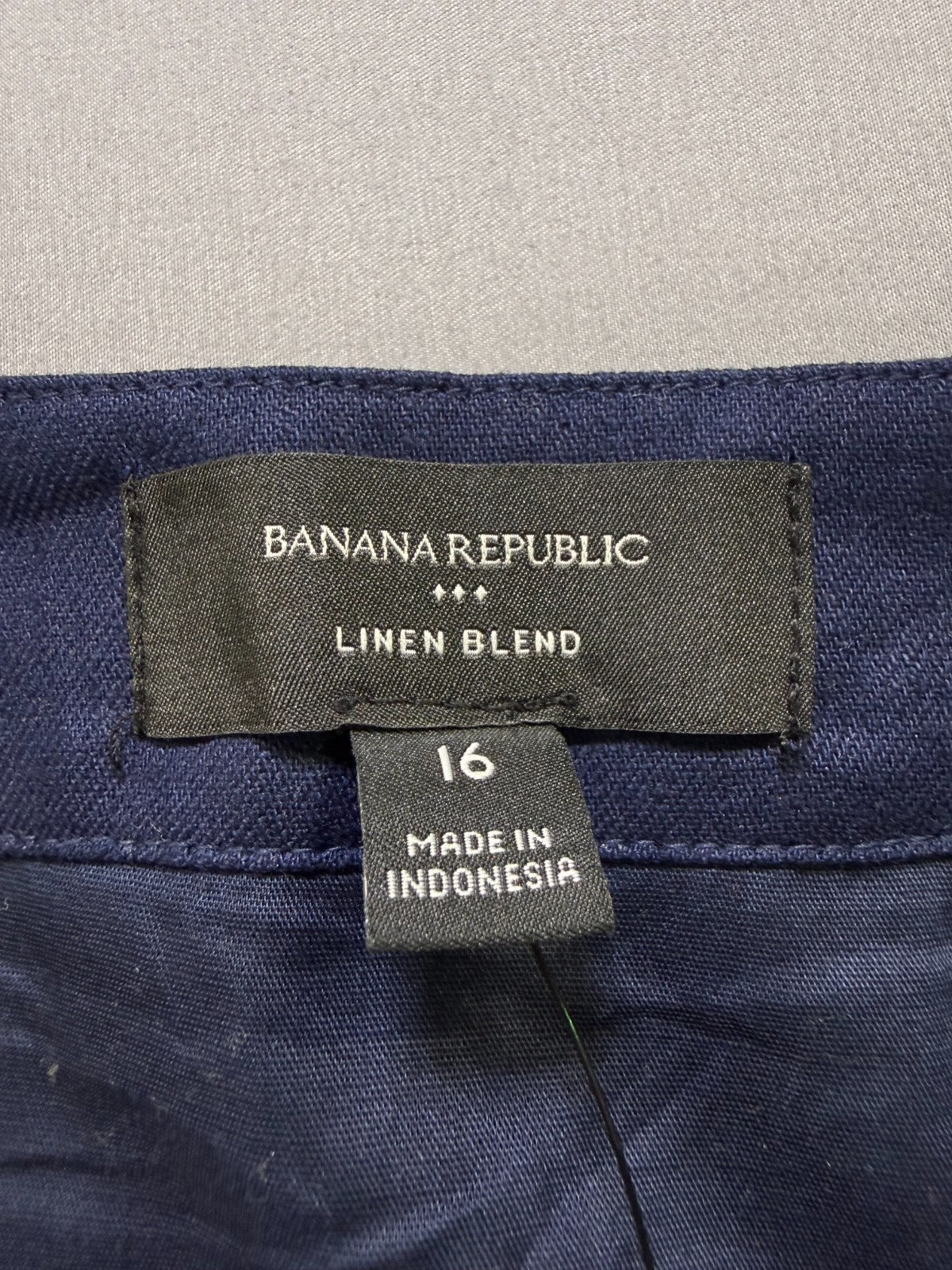 Banana Republic Button-Front Linen Blend A-Line Mini Skirt Women's 16 Navy Blue