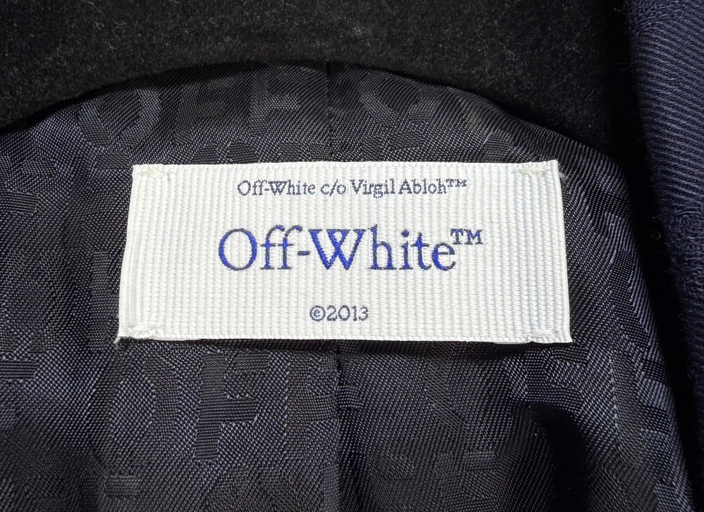 Off-white Shibori Jacquard Slim Double Breasted Jacket Men's Navy Blue 48 Casual