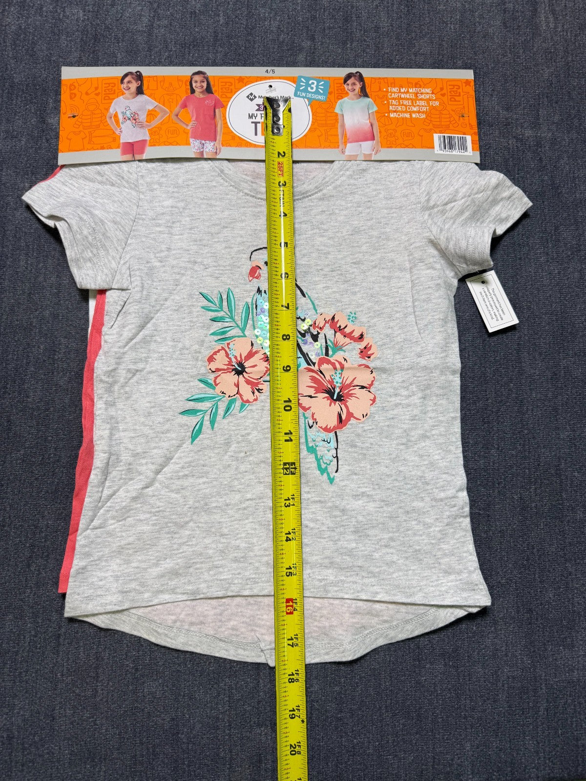 NWT Member's Mark My Favorite T-Shirts Girls 4/5 Multi Short Sleeve - Lot of 3
