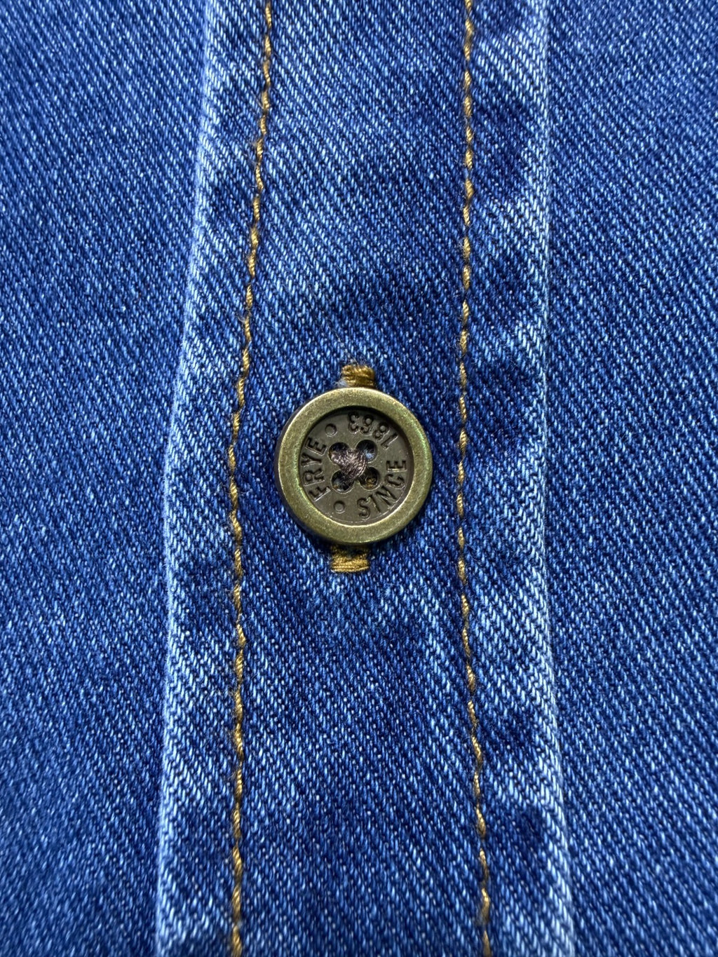 NWT Frye Denim Barn Shacket Men's Medium Blue Long Sleeve Button Flap Pockets