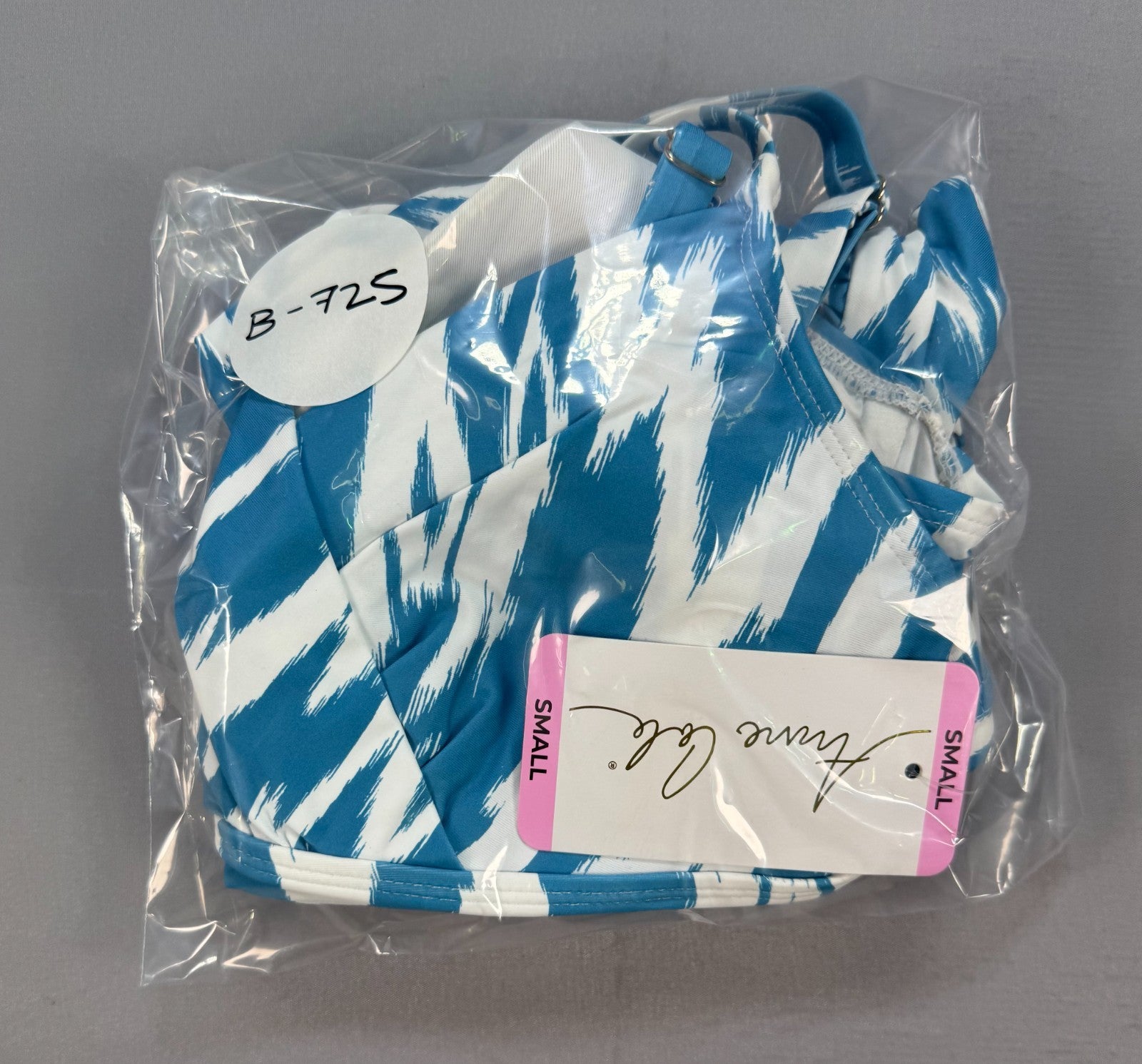 NWT Anne Cole Tankini Swim Top Womens Small Turquoise White UPF 50+ Summer Beach
