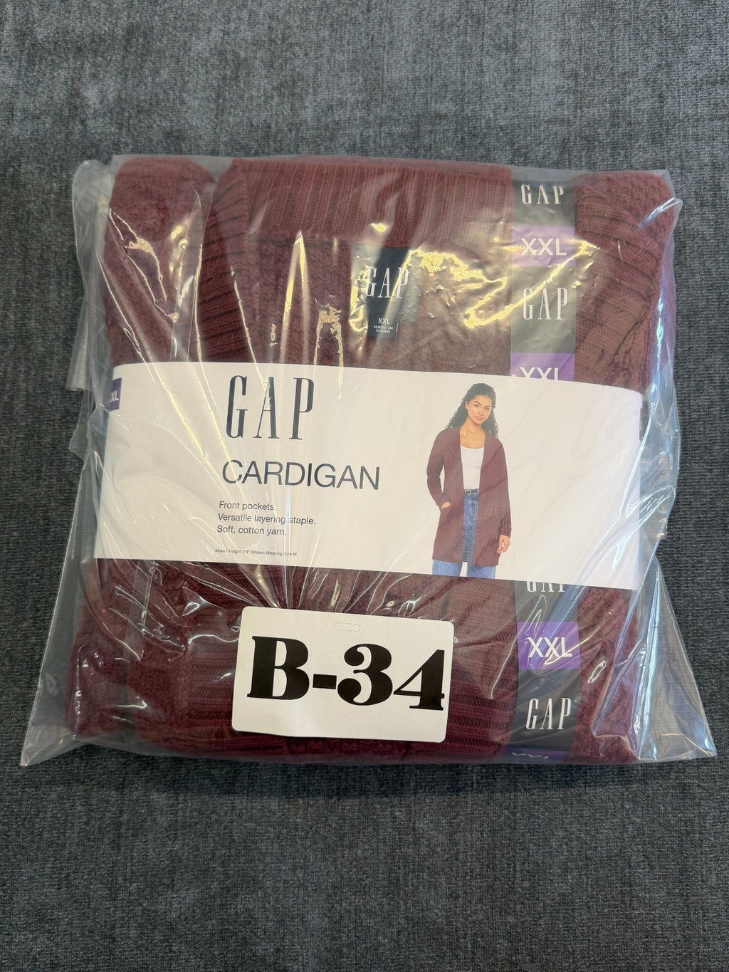 NWT Gap Long Sleeve Open Cardigan Women's 2XL Maroon Front Pockets Winter Cozy
