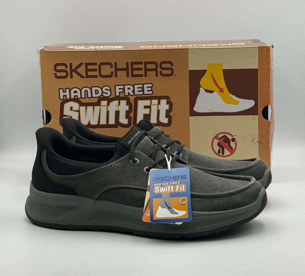 Skechers Canvas SWIFT Fit Slip-On Sneakers Men's 12 Black Low Top Running Shoes