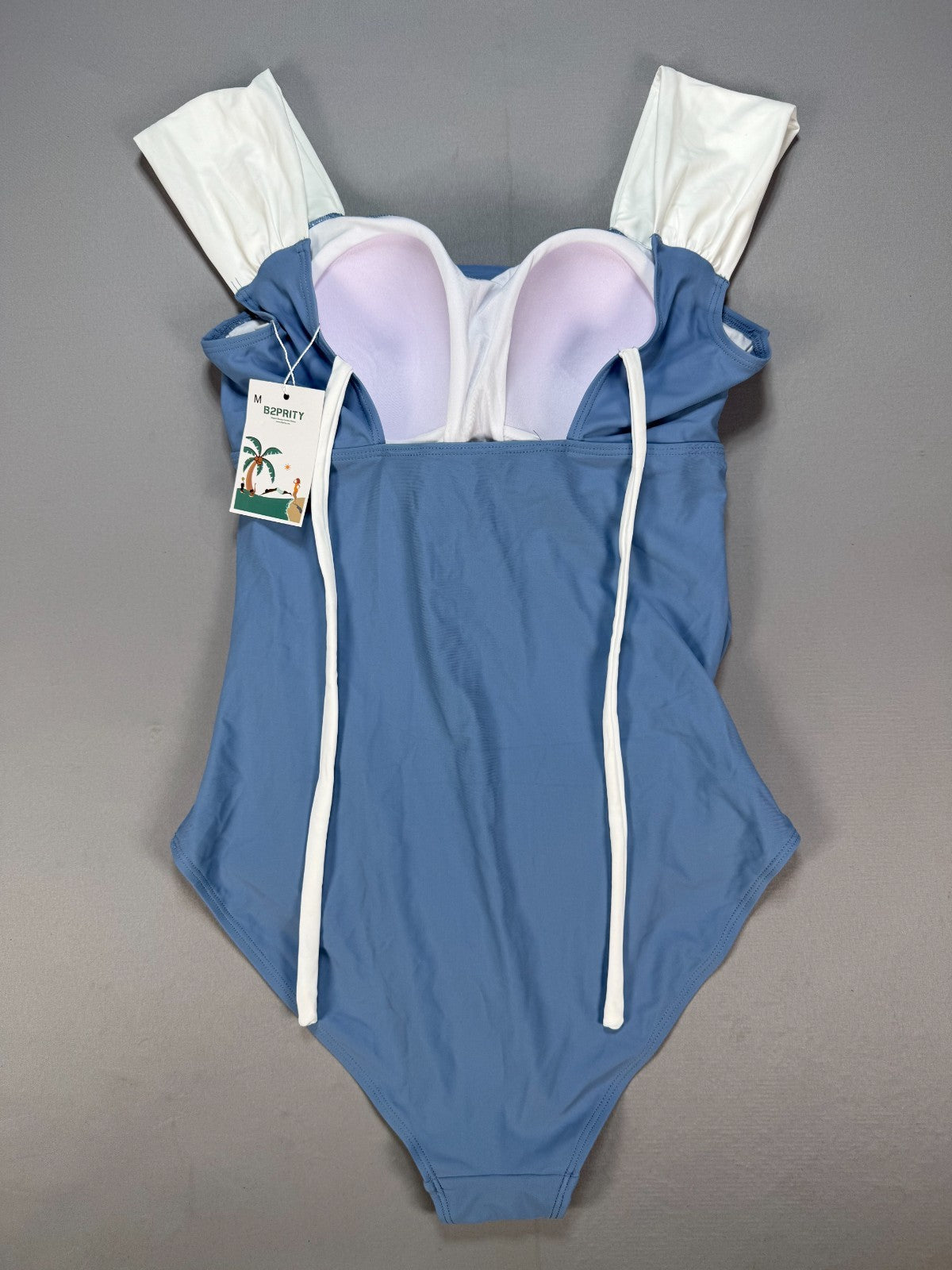 NWT B2prity One Piece Swimsuit Women’s Medium Blue Ruched Tummy Control Beach